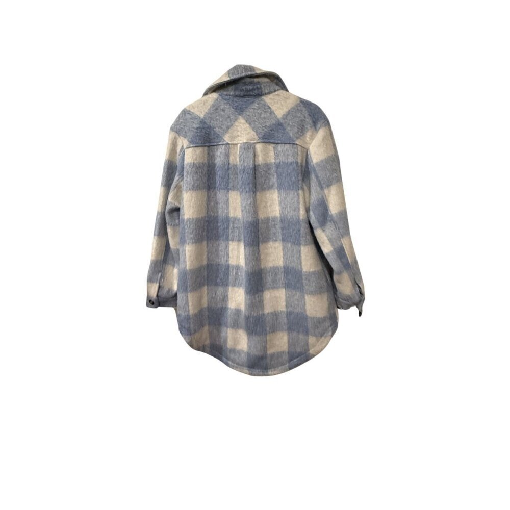 Koolaburra By UGG Blue & White Plaid Faux Fur Shacket Jacket M NWT - Picture 6 of 6
